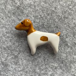 ceramic brooch. dog pin. jack russel terrier