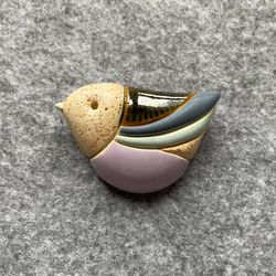 bird brooch. ceramic pin