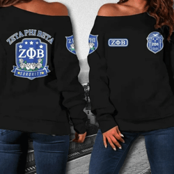 zeta phi beta 1920 sorority women off shoulder sweatshirt, african women off shoulder for women