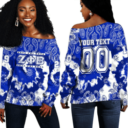 zeta phi beta paisley bandana tie dye style off shoulder sweaters 01, african women off shoulder for women