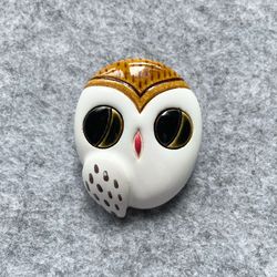 ceramic owl pin. bird brooch