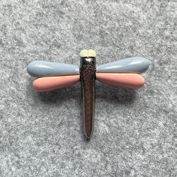 ceramic dragonfly pin. bird brooch