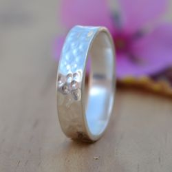 hammered sterling silver ring band, thumb ring women, silver ring, men hammered ring band wedding band ring gift jewelry