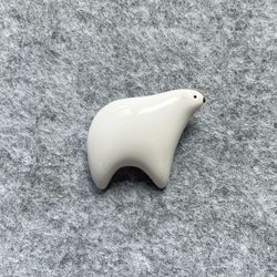 polar bear ceramic brooch. animal pin