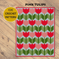 crochet pattern pink tulips c2c blanket graph | pdf | digital