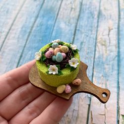 miniature easter cake with polymer clay for dollhouse