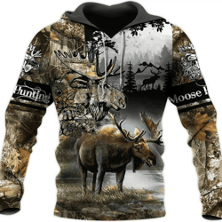 personalized moose hunting all over print hoodie zip hoodie fleece hoodie 3d, moose hunting hoodie zip hoodie 3d t89