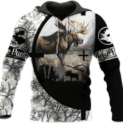 personalized moose hunting all over print hoodie zip hoodie fleece hoodie 3d, moose hunting hoodie zip hoodie 3d t91