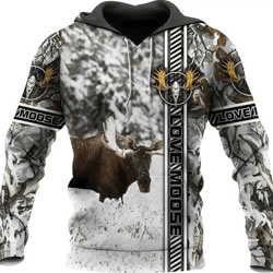 personalized moose hunting all over print hoodie zip hoodie fleece hoodie 3d, moose hunting hoodie zip hoodie 3d t92