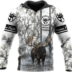 personalized moose hunting all over print hoodie zip hoodie fleece hoodie 3d, moose hunting hoodie zip hoodie 3d t94