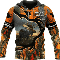 personalized moose hunting all over print hoodie zip hoodie fleece hoodie 3d, moose hunting hoodie zip hoodie 3d t108