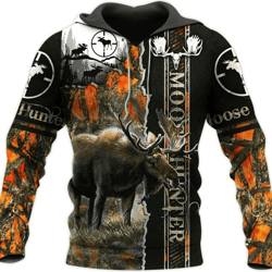 personalized moose hunting all over print hoodie zip hoodie fleece hoodie 3d, moose hunting hoodie zip hoodie 3d t109
