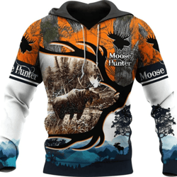personalized moose hunting all over print hoodie zip hoodie fleece hoodie 3d, moose hunting hoodie zip hoodie 3d t110