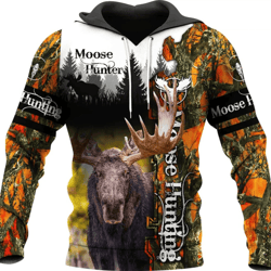 personalized moose hunting all over print hoodie zip hoodie fleece hoodie 3d, moose hunting hoodie zip hoodie 3d t112