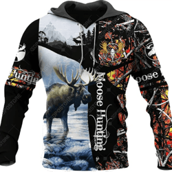 personalized moose hunting all over print hoodie zip hoodie fleece hoodie 3d, moose hunting hoodie zip hoodie 3d t113