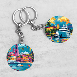 summer beach keychain designs, tropical keychains, cruise keychain sublimation