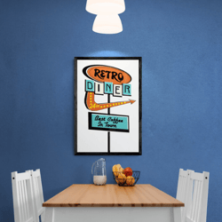 retro diner sign, wall art, digital download, printables, affordable, instant download, vintage style, old school