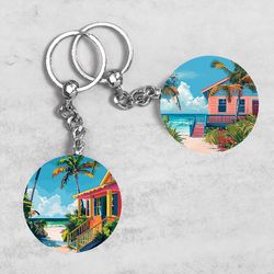 summer beach keychain, sea keychain designs, tropical keychain sublimation