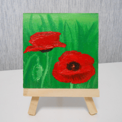 poppies. red flowers. oil painting of red flowers.