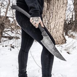 handmade forged 25 inch carbon steel machete / battle ready sword / with sheath.