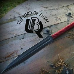 handmade d2 steel hunting spear sword with leather sheath