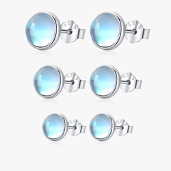 modian 925 sterling silver moonstone stud earrings, 4-6mm round, platinum-plated women's jewelry