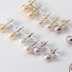 la monada real 925 silver freshwater pearl stud earrings for women - small natural pearl earrings for girls