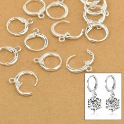 wholesale 50 pcs genuine 925 sterling silver korean diy 12mm hoop earrings for women - fashion jewelry findings