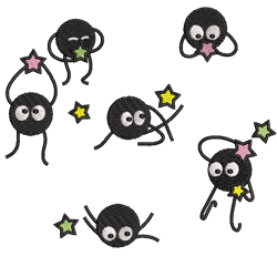 soot sprites with little stars embroidery design file, digital embroidery download, machine embroidery design,pes format