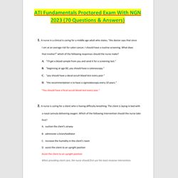 ati rn fundamentals proctored exam with ngn 2023/2024 (70 questions & answers) nursing