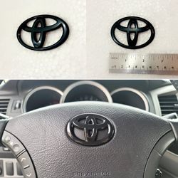 toyota steering wheel emblem badge in glossy black