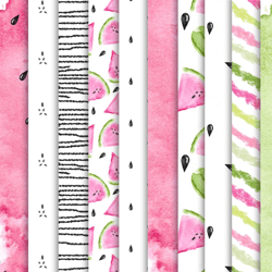 watermelon digital paper pattern, chevron, fruit paper, pink paper, pink watercolor paper