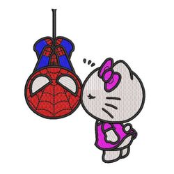 embroidery design spiderman kitten kiss