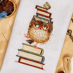 owl with books cross-stitch pattern bookworm bird embroidery chart cute wise own in glasses little bird with books pdf