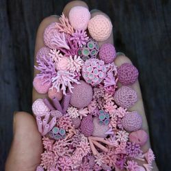 set of miniature corals shades of pink, tiny corals for diorama, resin art or dollhouse aquarium