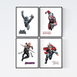 marvel avengers cartoon 2nd set of 4 prints