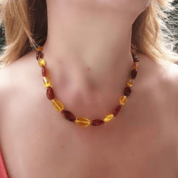 .amber jewelry baltic amber necklace gift for women mom multicolor gemstone jewelry beaded necklace yellow cognac beads