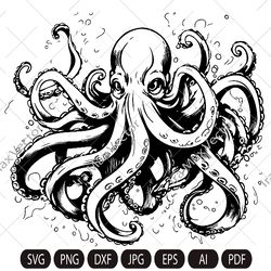 octopus svg, kragen svg, octopus printable, octopus detailed, octopus clipart,devilfish svg,poulpe svg