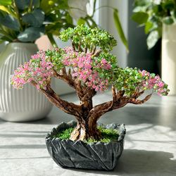 handcrafted miniature decorative bonsai bead tree in a pot - fake plant