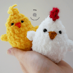 crochet pattern - no sew tiny chicken, cute pattern, crochet bird pattern, crochet plushie pattern, amigurumi tutorial