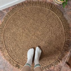 carpet jute handmade floor mat modern area crochet boho style round run