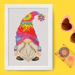 hippie, cross stitch pattern, gnome cross stitch, counted cross stitch