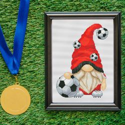 cross stitch pattern pdf soccer gnome