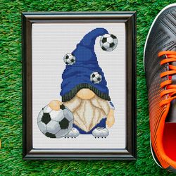cross stitch pattern soccer gnome