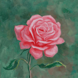 original oil painting pink rose flower