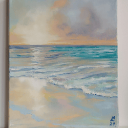 seascape painting sea oil painting ocean wall decor summer seacoast art sea reflexes art sunset oil painting beach art