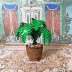 palm tree in flowerpots.dollhouse miniature.1:12 scale.