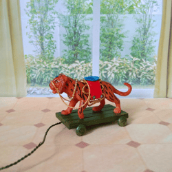 tiger on a cart. doll toy. dollhouse miniature.1:12 scale.