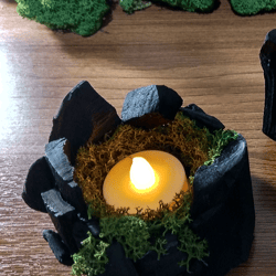 set of two candle holders stabilized moss coal decor light bedroom eco decor viking style