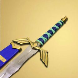 custom hand forged stainless steel the legend of zelda full tang skyward link's master sword with scabbard.